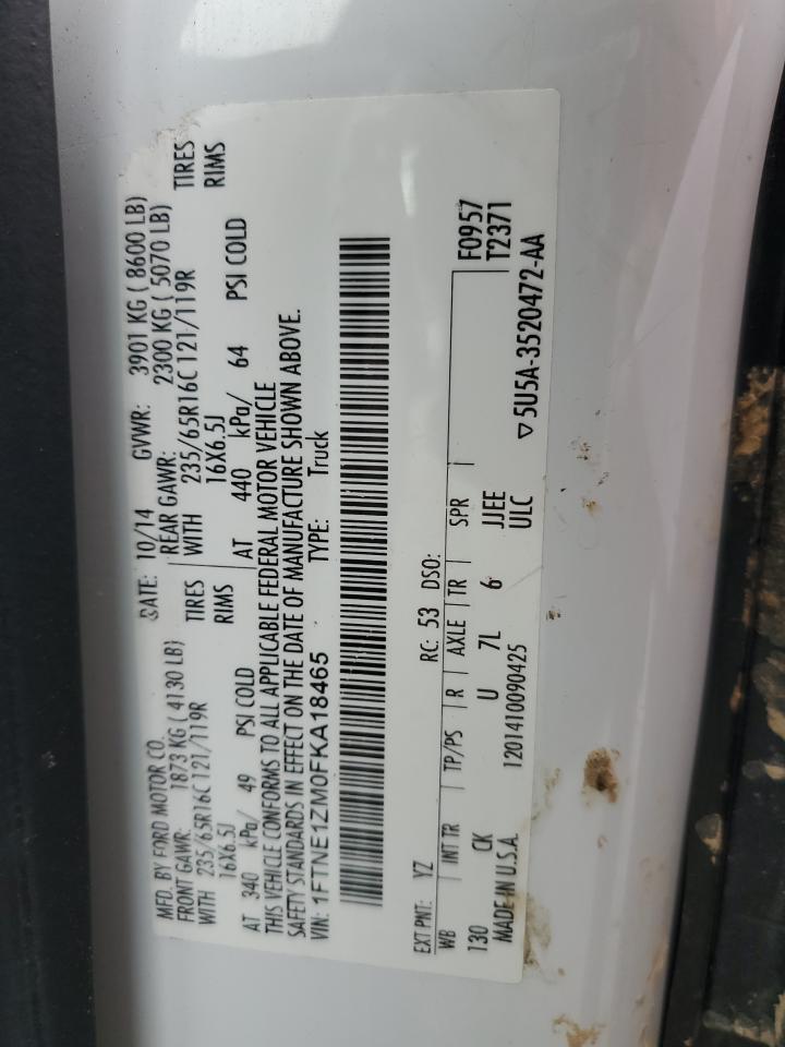 2015 Ford Transit T-150 VIN: 1FTNE1ZM0FKA18465 Lot: 93086665