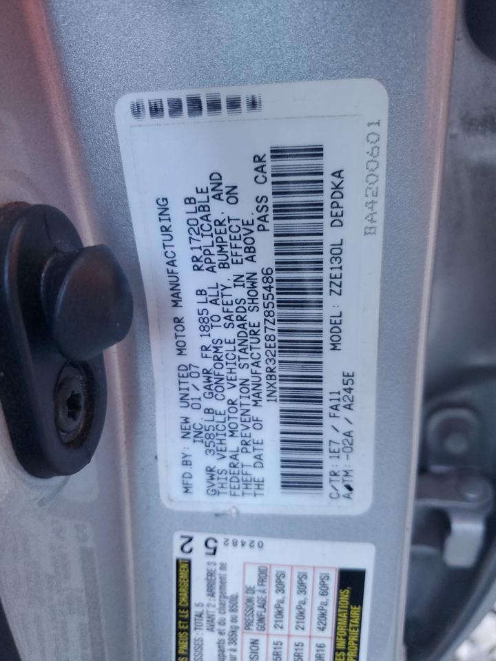 2007 Toyota Corolla Ce VIN: 1NXBR32E87Z855486 Lot: 92098265