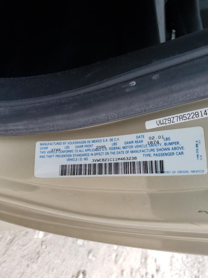 2001 Volkswagen New Beetle Gls VIN: 3VWCB21C11M463238 Lot: 91446615