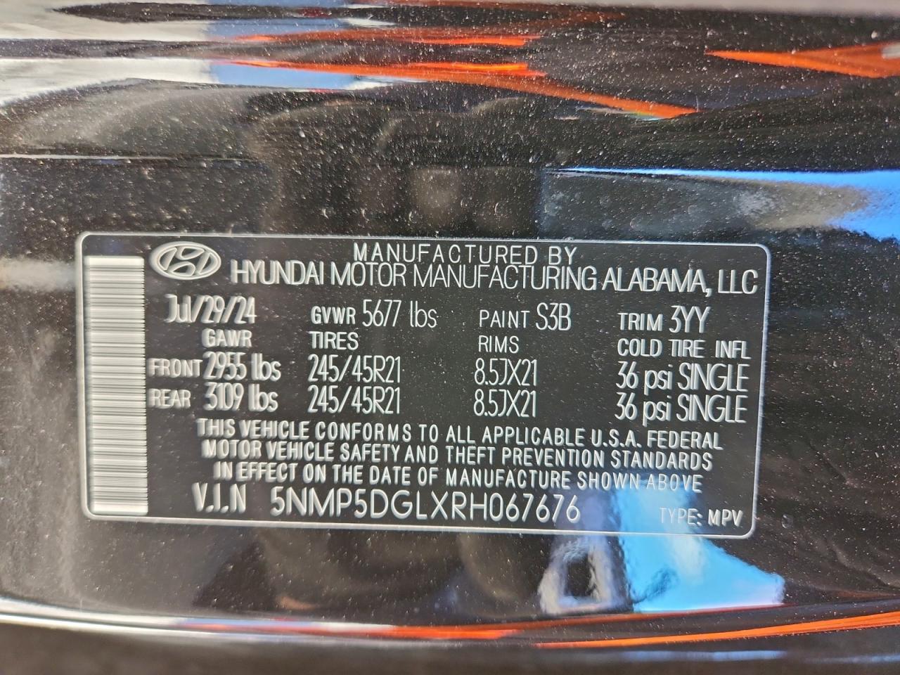 2024 Hyundai Santa Fe Calligraphy VIN: 5NMP5DGLXRH067676 Lot: 94573975