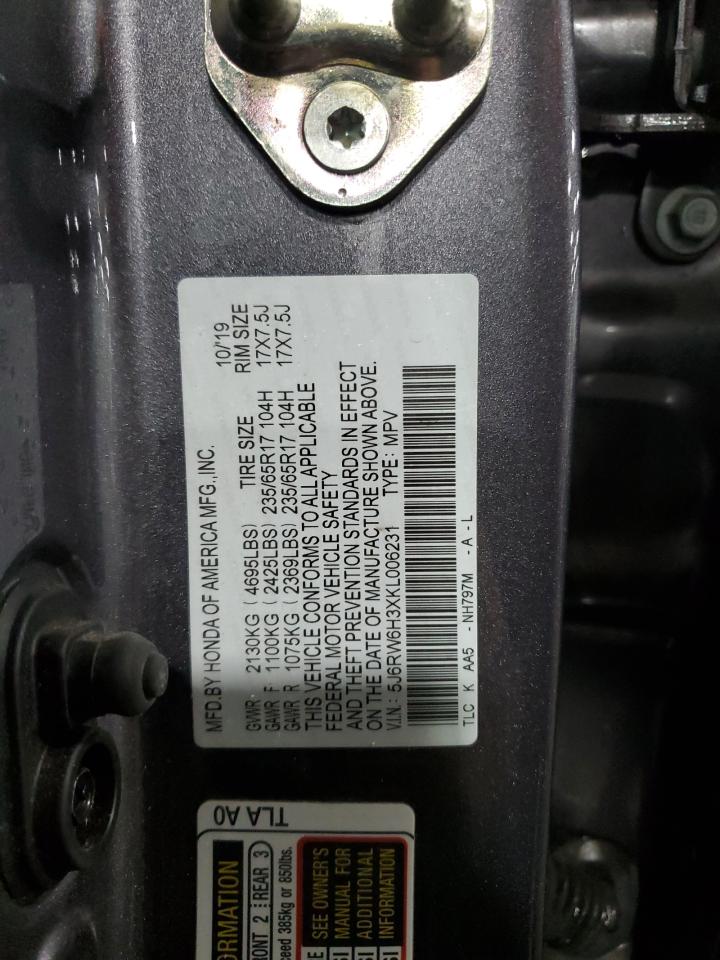 2019 Honda Cr-V Lx VIN: 5J6RW6H3XKL006231 Lot: 91831135