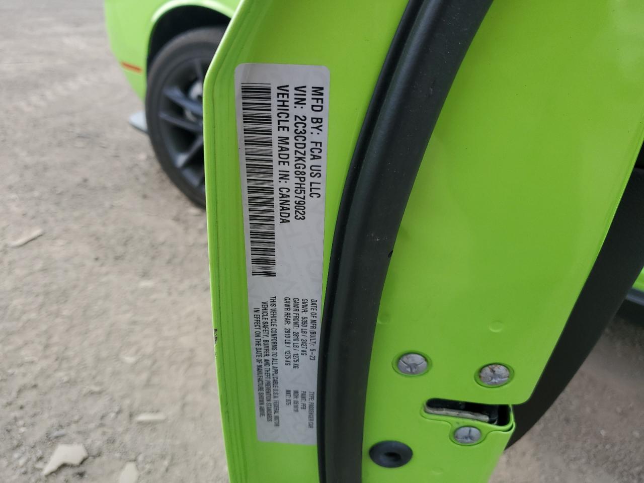 2023 Dodge Challenger Gt VIN: 2C3CDZKG8PH579023 Lot: 91931745