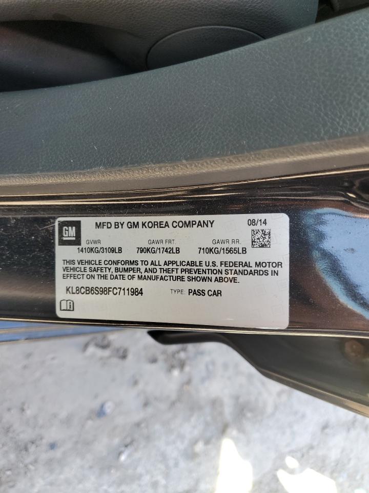 2015 Chevrolet Spark Ls VIN: KL8CB6S98FC711984 Lot: 91295585