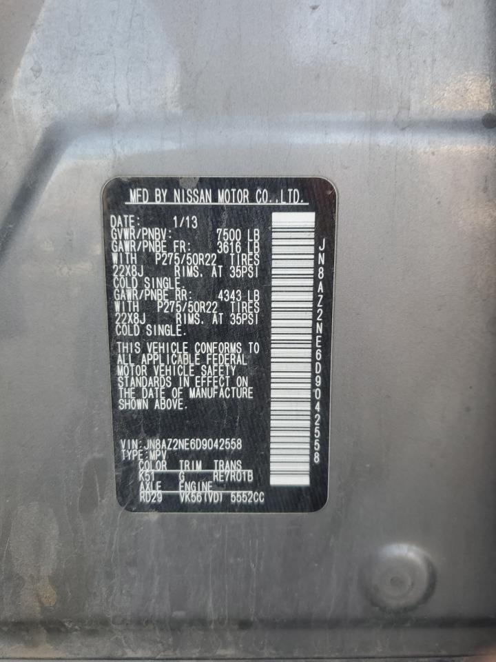 2013 Infiniti Qx56 VIN: JN8AZ2NE6D9042558 Lot: 92673455