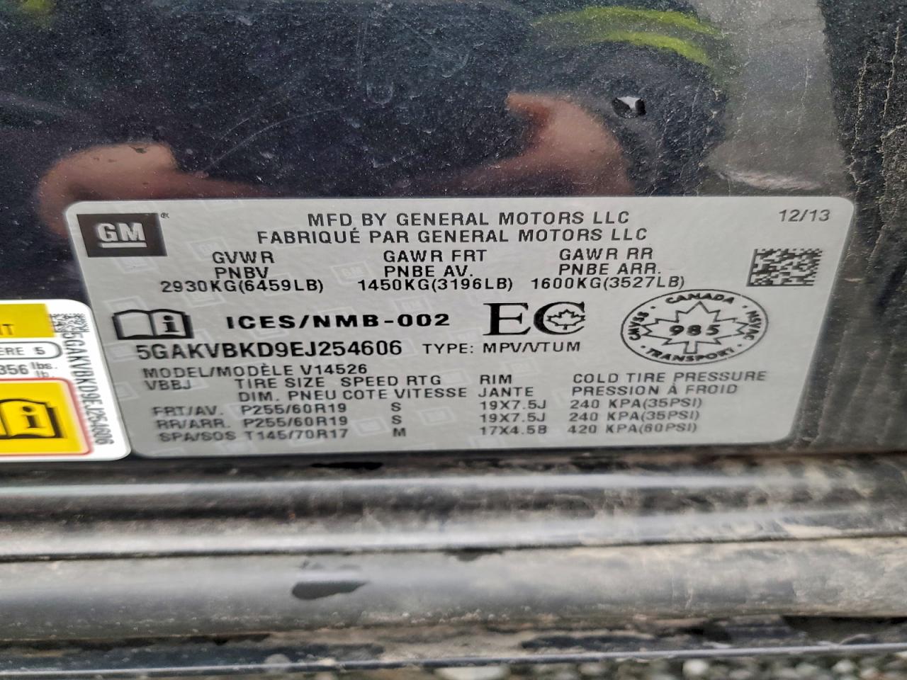 2014 Buick Enclave VIN: 5GAKVBKD9EJ254606 Lot: 94519815