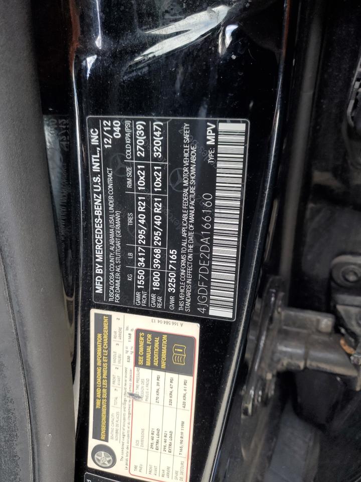 2013 Mercedes-Benz Gl 550 4Matic VIN: 4JGDF7DE2DA166160 Lot: 93102125