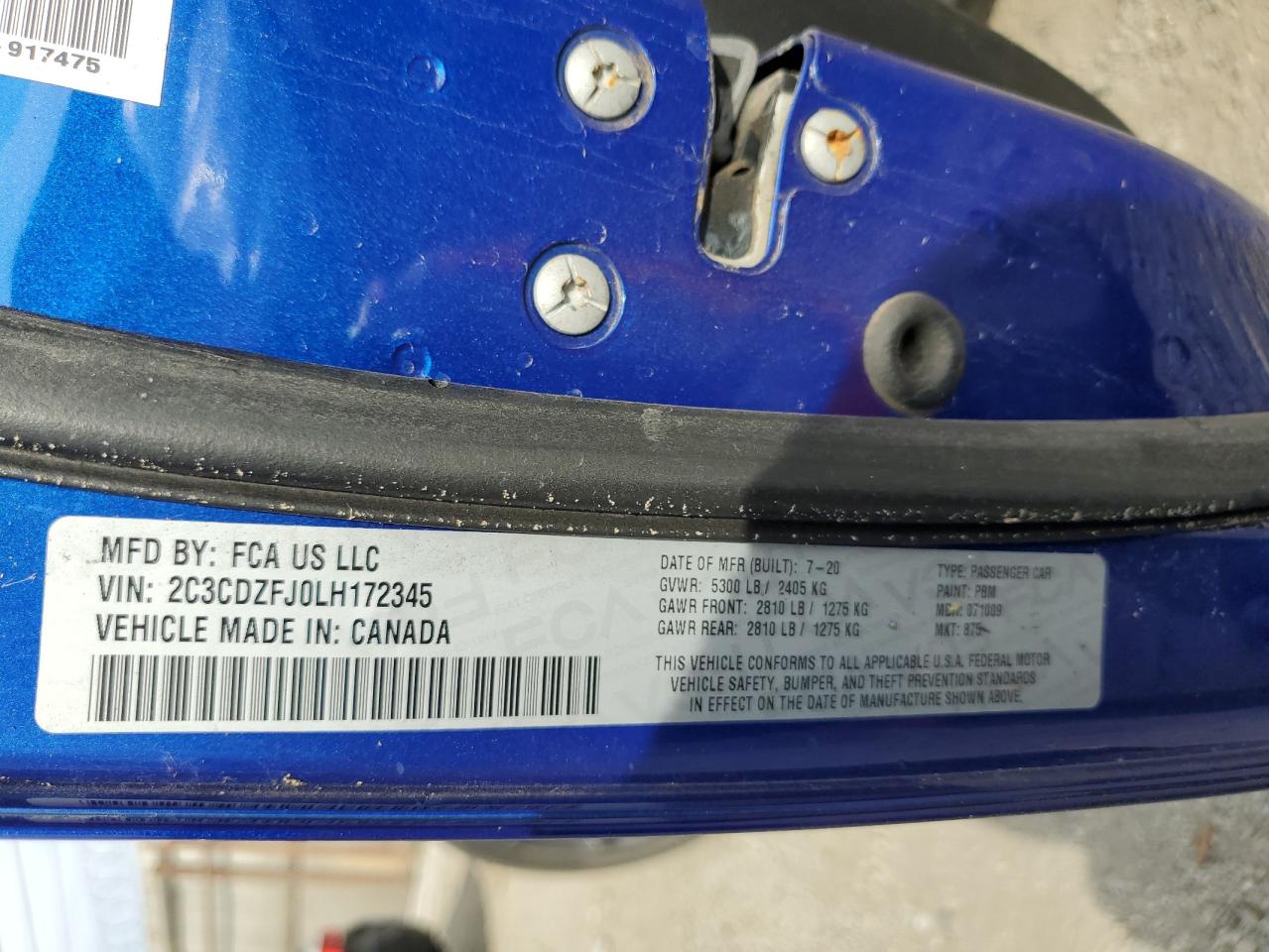 2020 Dodge Challenger R/T Scat Pack VIN: 2C3CDZFJ0LH172345 Lot: 91129715