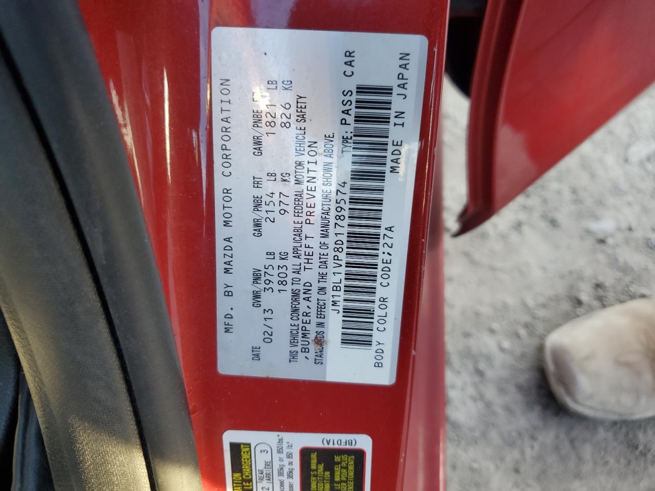 2013 Mazda 3 I VIN: JM1BL1VP8D1789574 Lot: 90756395