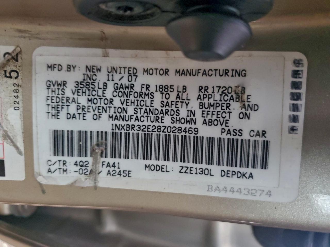 2008 Toyota Corolla Ce VIN: 1NXBR32E28Z028469 Lot: 94286705