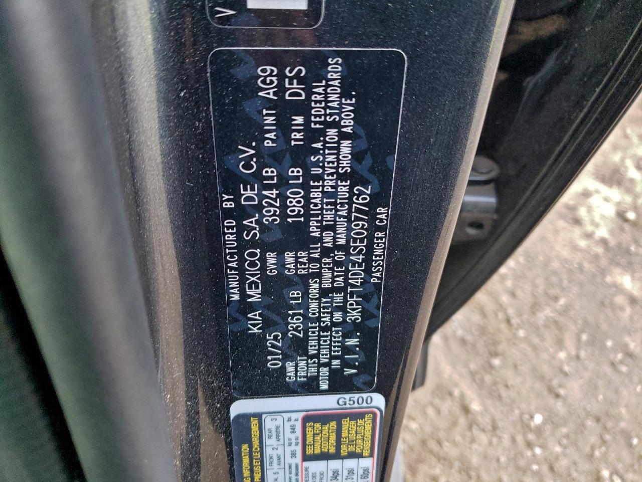 2025 Kia K4 Lx VIN: 3KPFT4DE4SE097762 Lot: 93259935