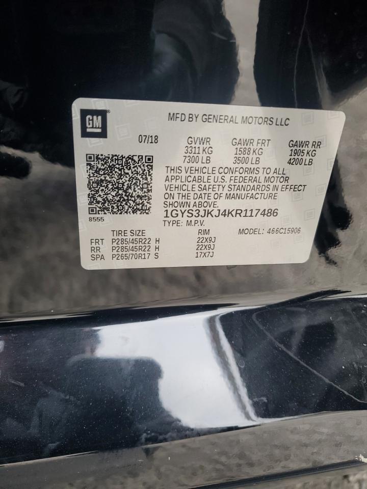 2019 Cadillac Escalade Esv Premium Luxury VIN: 1GYS3JKJ4KR117486 Lot: 91725515