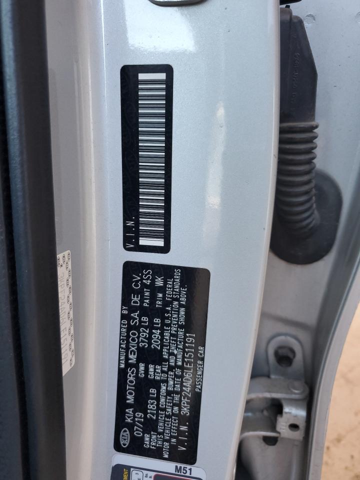 2020 Kia Forte Fe VIN: 3KPF24AD6LE151191 Lot: 91288695