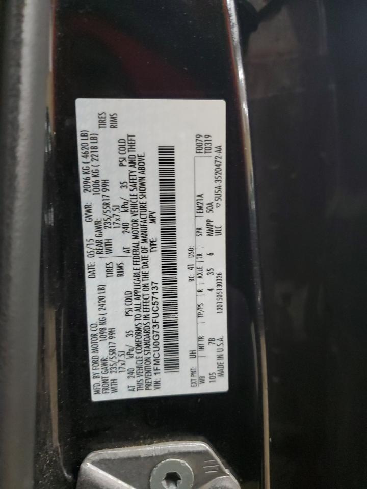 2015 Ford Escape Se VIN: 1FMCU0G73FUC57137 Lot: 93136535