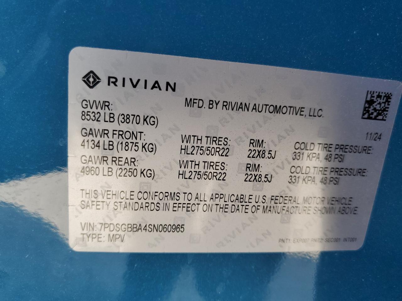 2025 Rivian R1S Adventure VIN: 7PDSGBBA4SN060965 Lot: 91191975