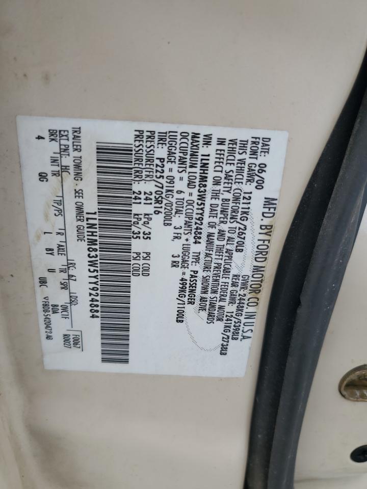 2000 Lincoln Town Car Cartier VIN: 1LNHM83W5YY924884 Lot: 90859995