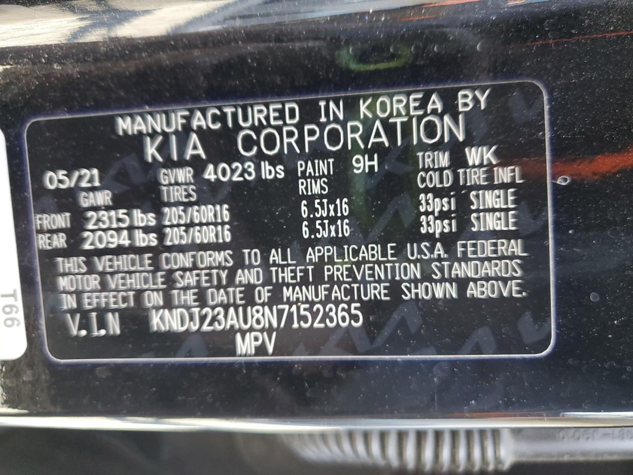 2022 Kia Soul Lx VIN: KNDJ23AU8N7152365 Lot: 91841975