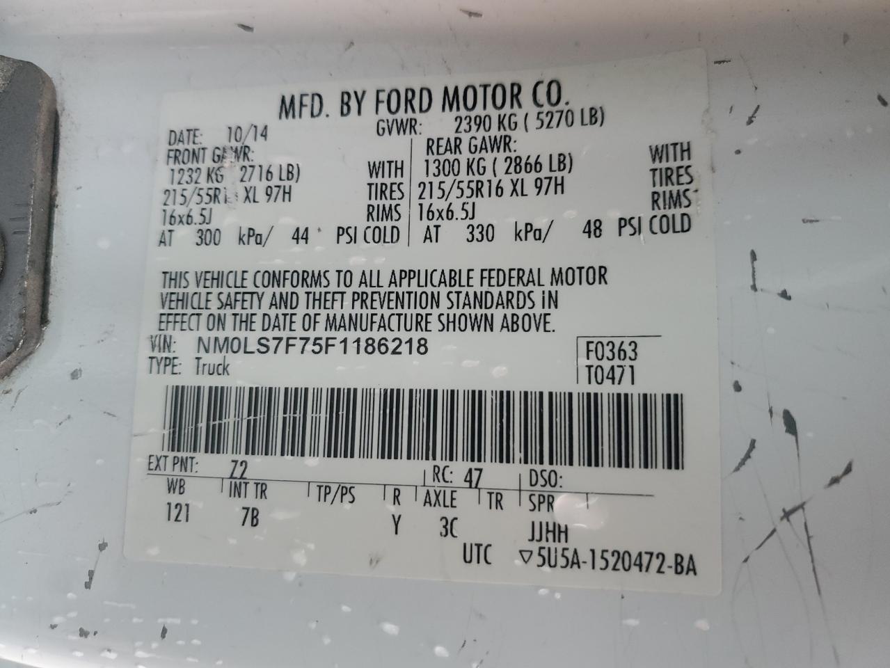 2015 Ford Transit Connect Xlt VIN: NM0LS7F75F1186218 Lot: 93389805