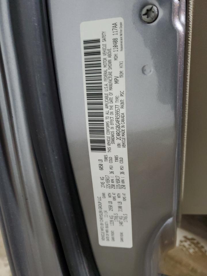 2015 Dodge Grand Caravan Se VIN: 2C4RDGBG4FR599577 Lot: 93272585