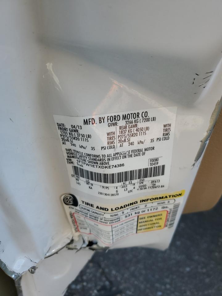 2013 Ford F150 Supercrew VIN: 1FTFW1ETXDKE74386 Lot: 91819985