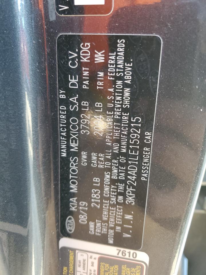 2020 Kia Forte Fe VIN: 3KPF24AD1LE159215 Lot: 92648855