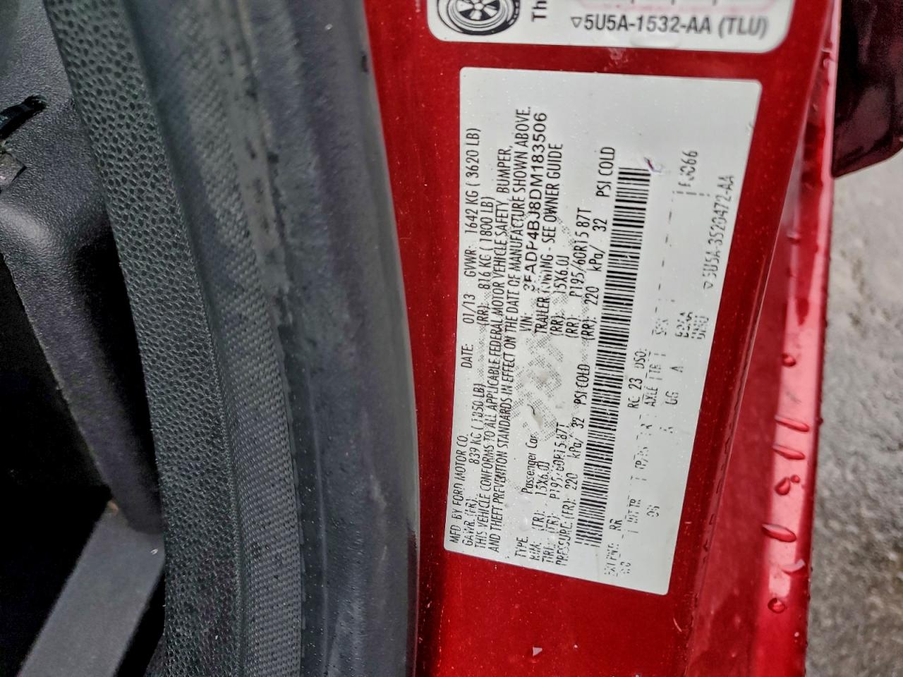 2013 Ford Fiesta Se VIN: 3FADP4BJ8DM183506 Lot: 94234105