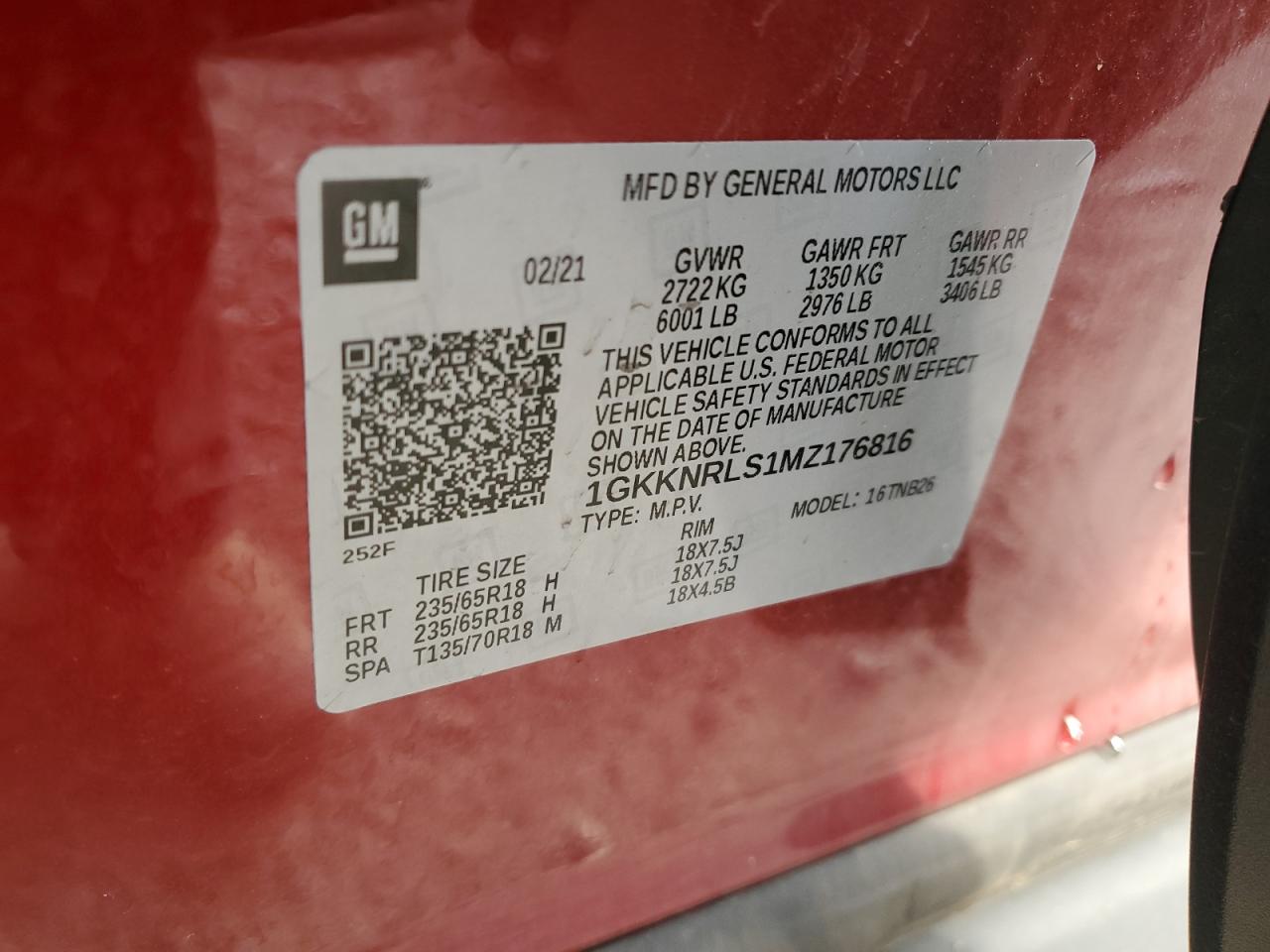 2021 GMC Acadia Sle VIN: 1GKKNRLS1MZ176816 Lot: 91477545