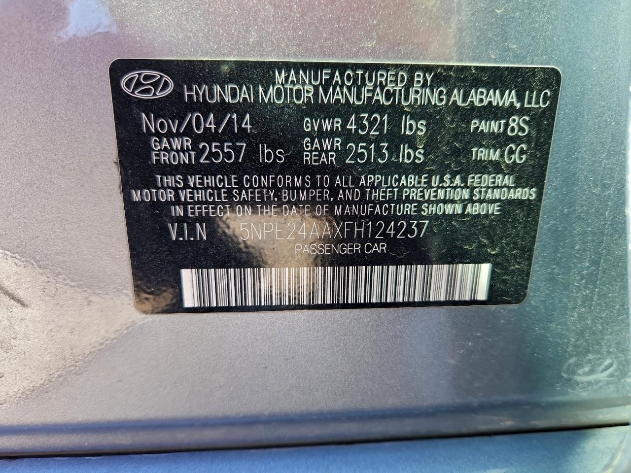 2015 Hyundai Sonata Eco VIN: 5NPE24AAXFH124237 Lot: 93825245