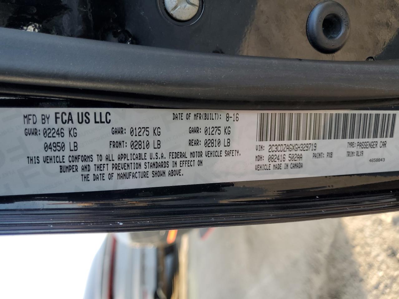 2016 Dodge Challenger Sxt VIN: 2C3CDZAGXGH329719 Lot: 90747545