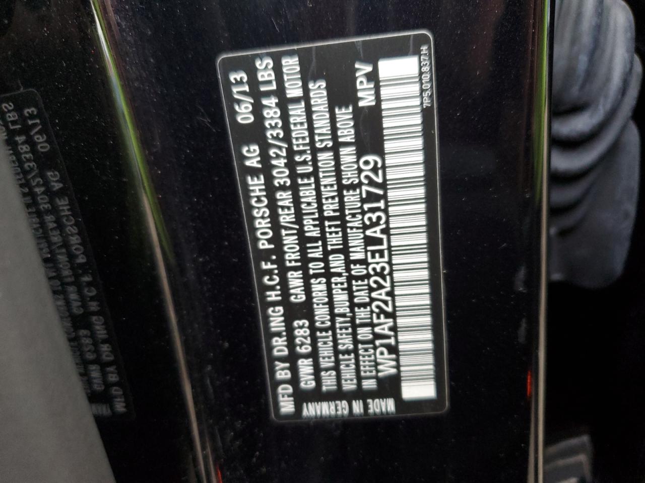 2014 Porsche Cayenne VIN: WP1AF2A23ELA31729 Lot: 91236835