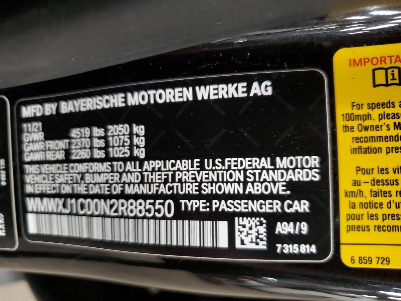 2022 Mini Cooper S Clubman All4 VIN: WMWXJ1C00N2R88550 Lot: 92946865