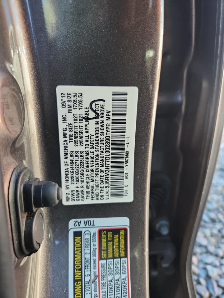 2013 Honda Cr-V Exl VIN: 5J6RM3H77DL002390 Lot: 93056895