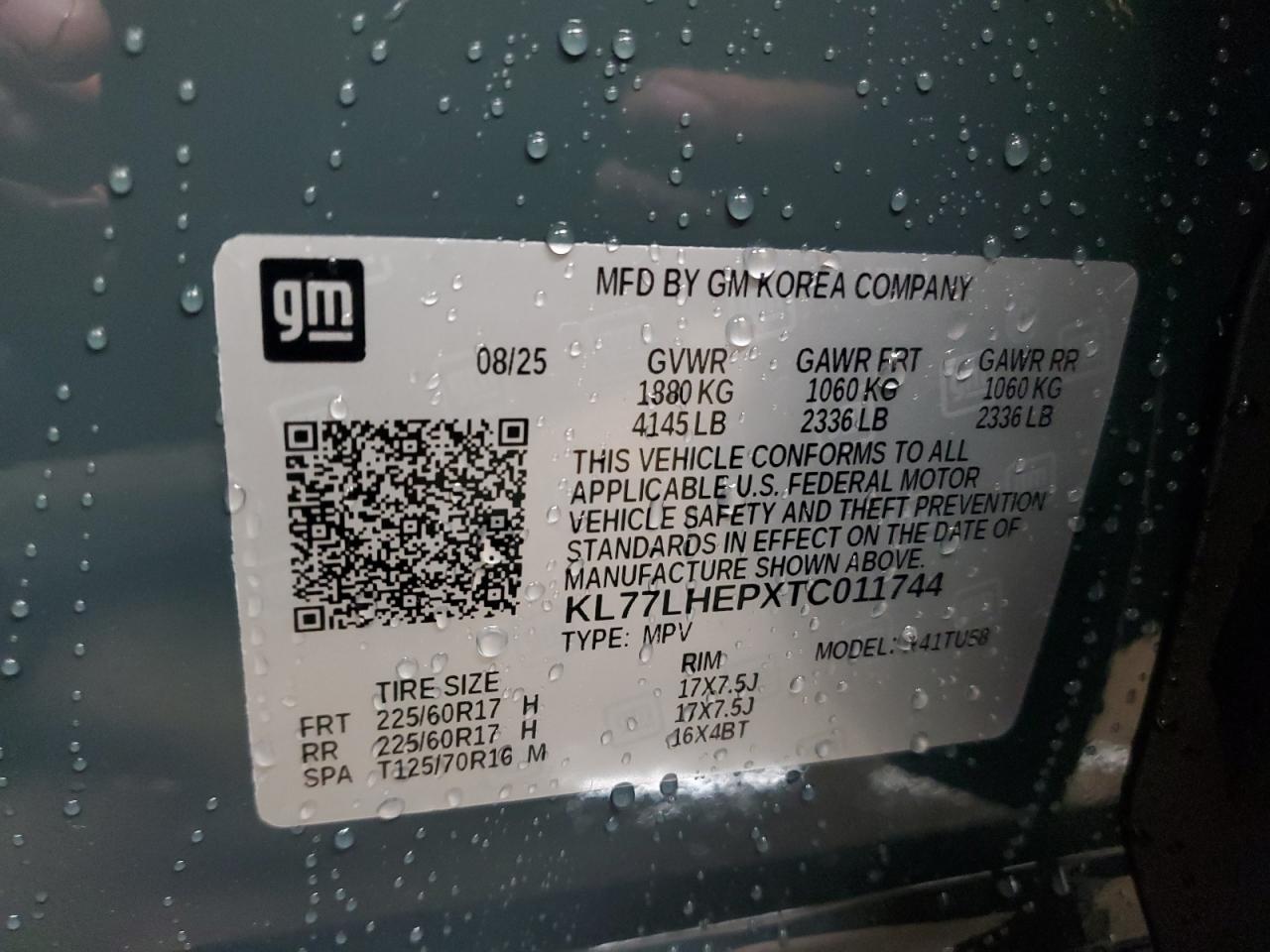 2026 Chevrolet Trax 1Lt VIN: KL77LHEPXTC011744 Lot: 93768795