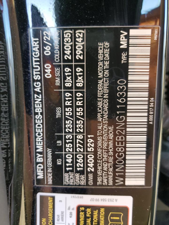 2022 Mercedes-Benz Glc 300 4Matic VIN: W1N0G8EB2NG116330 Lot: 91527995