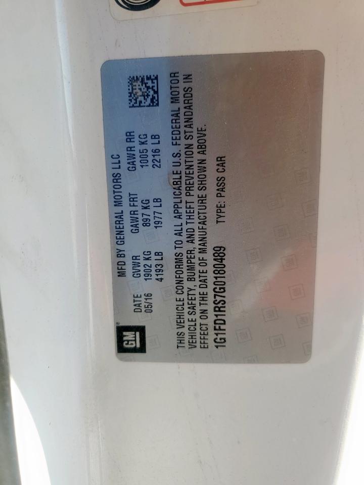 2016 Chevrolet Camaro Lt VIN: 1G1FD1RS7G0180489 Lot: 92712625