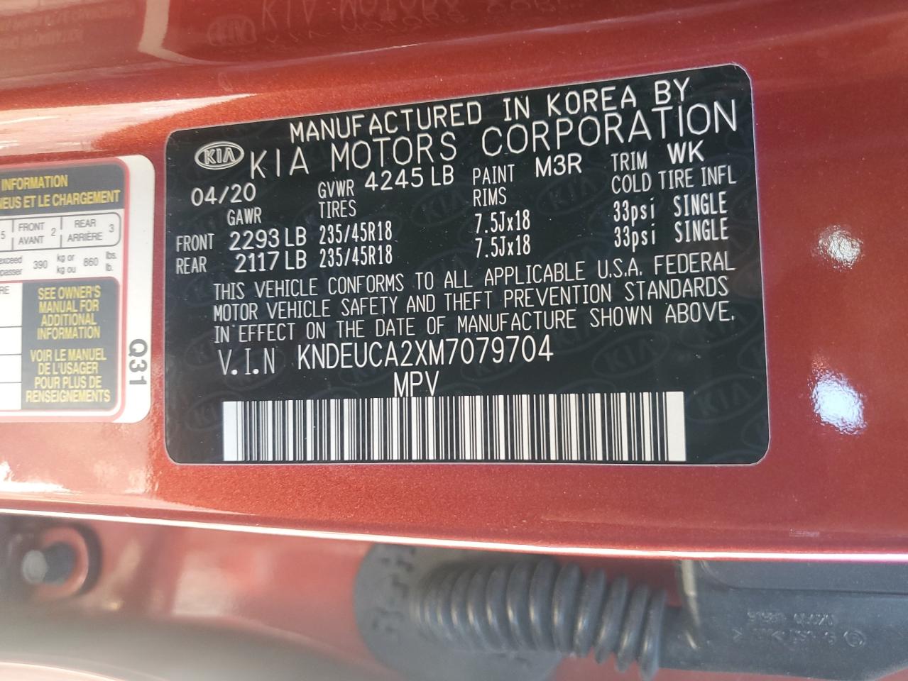 2021 Kia Seltos S VIN: KNDEUCA2XM7079704 Lot: 92367445