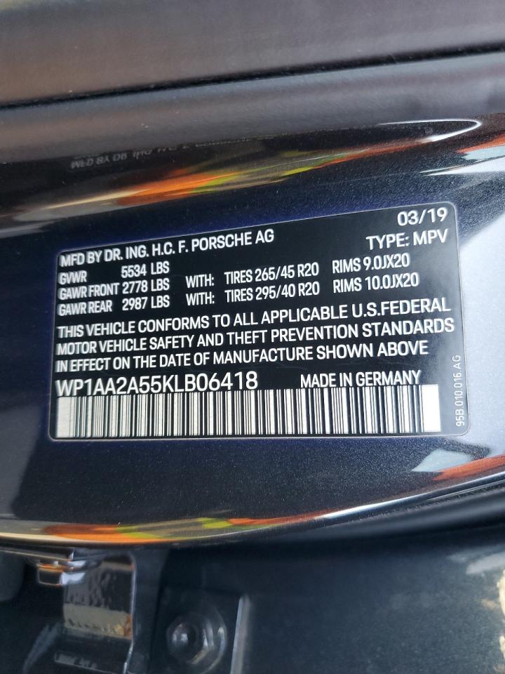 2019 Porsche Macan VIN: WP1AA2A55KLB06418 Lot: 92130035