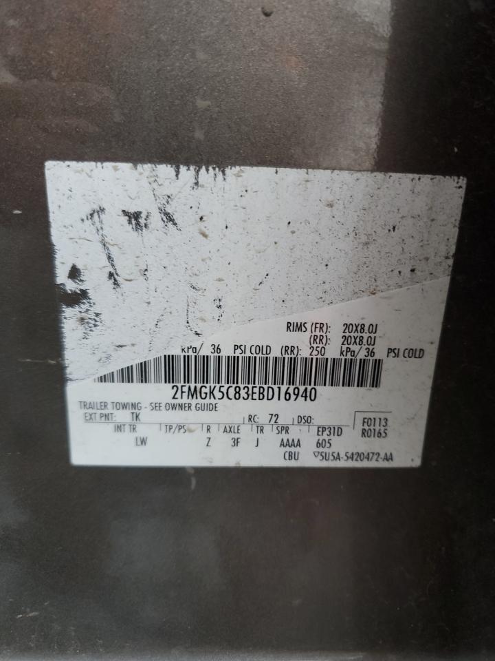 2014 Ford Flex Sel VIN: 2FMGK5C83EBD16940 Lot: 91736495