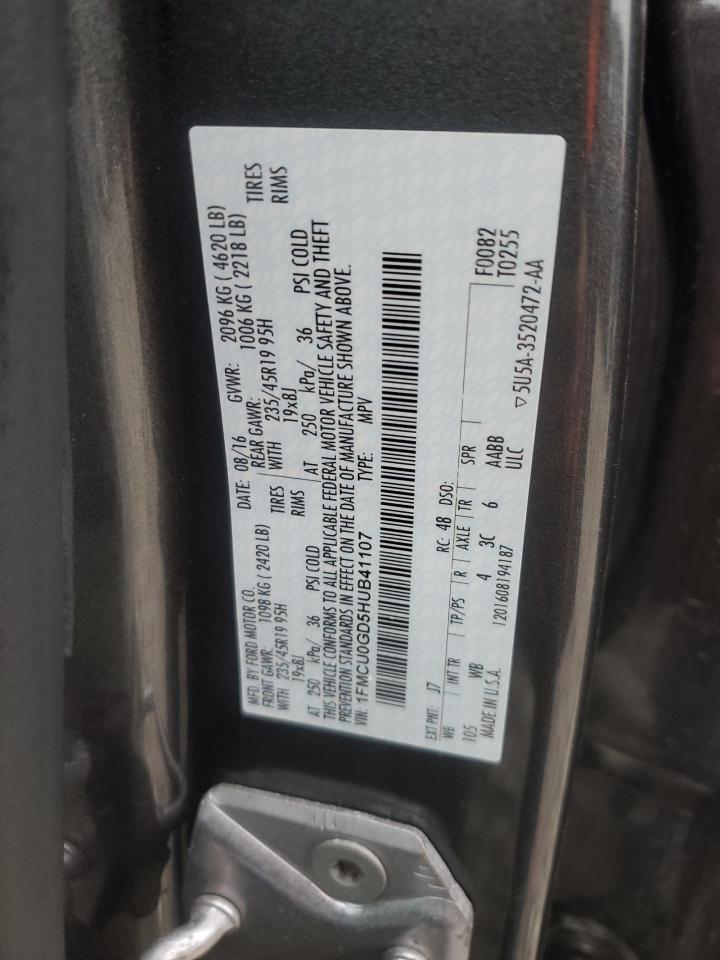 2017 Ford Escape Se VIN: 1FMCU0GD5HUB41107 Lot: 93024805