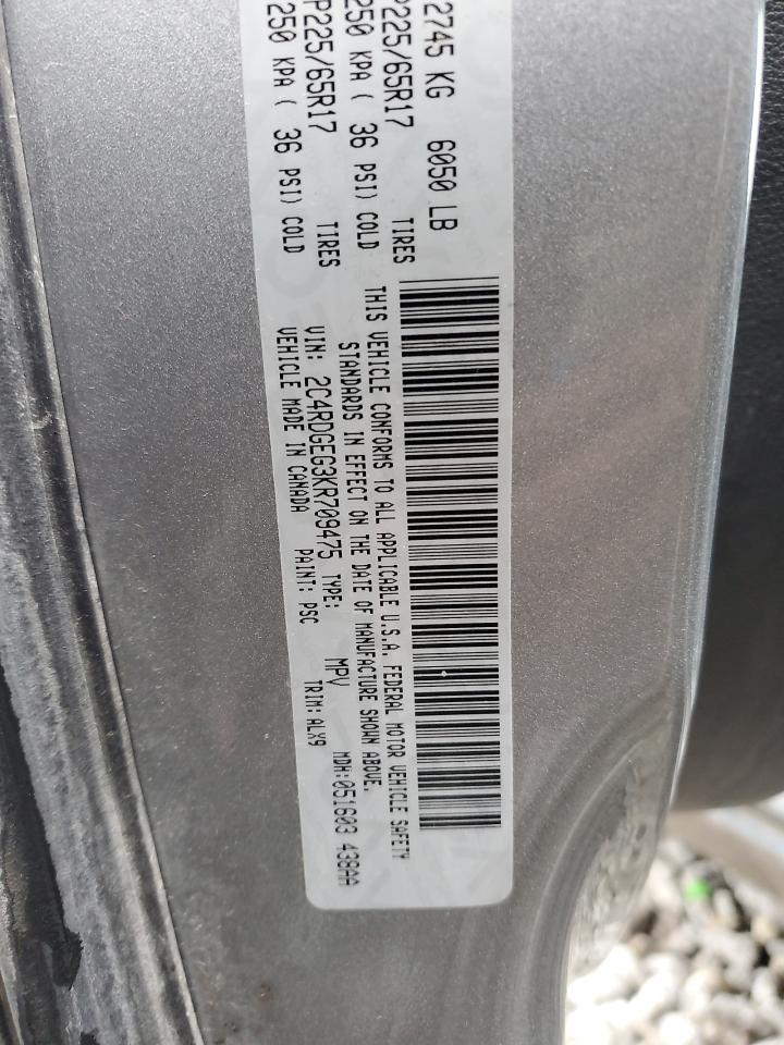 2019 Dodge Grand Caravan Gt VIN: 2C4RDGEG3KR709475 Lot: 93019165