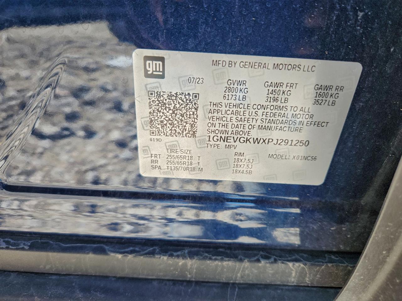 2023 Chevrolet Traverse Lt VIN: 1GNEVGKWXPJ291250 Lot: 93767405