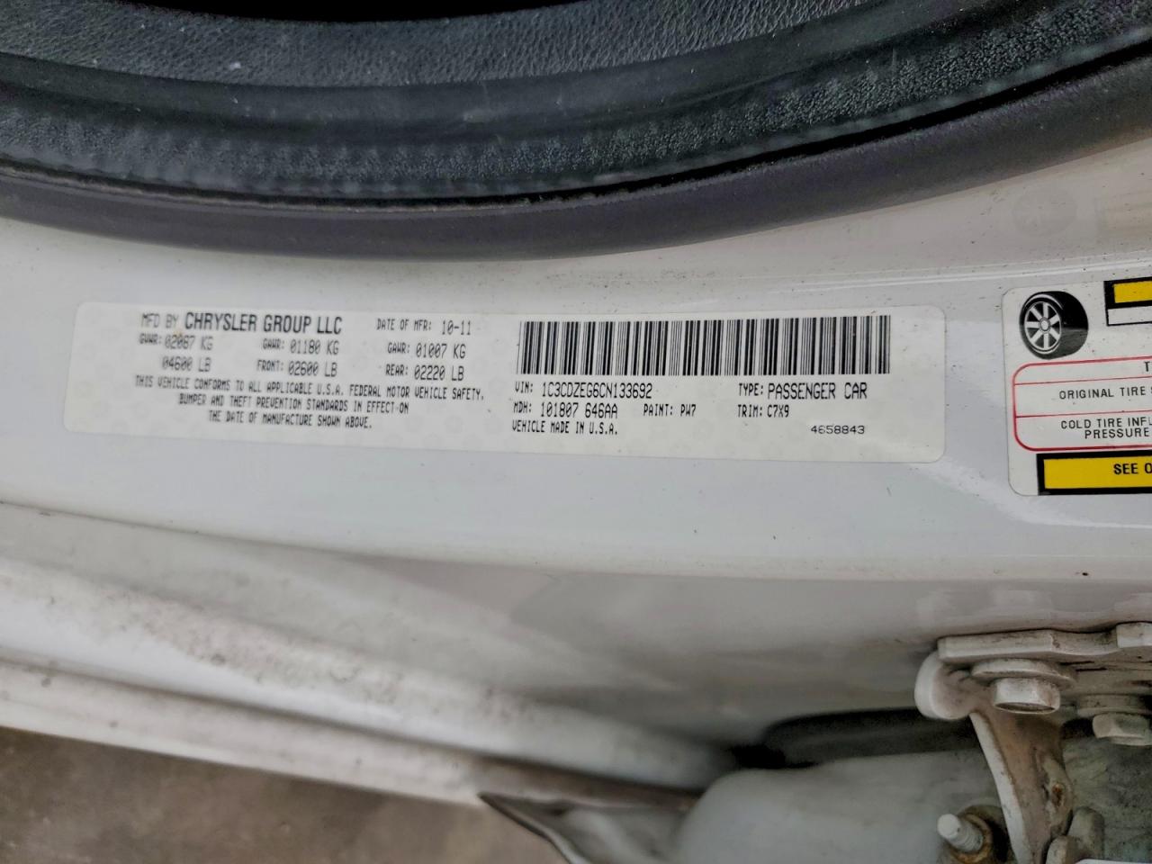 2012 Dodge Avenger Sxt VIN: 1C3CDZEG6CN133692 Lot: 94282955