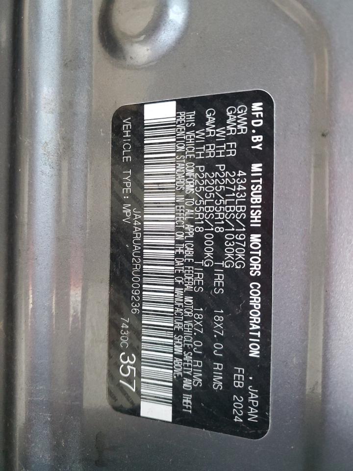 2024 Mitsubishi Outlander Sport S/Se VIN: JA4ARUAU2RU009236 Lot: 92703095