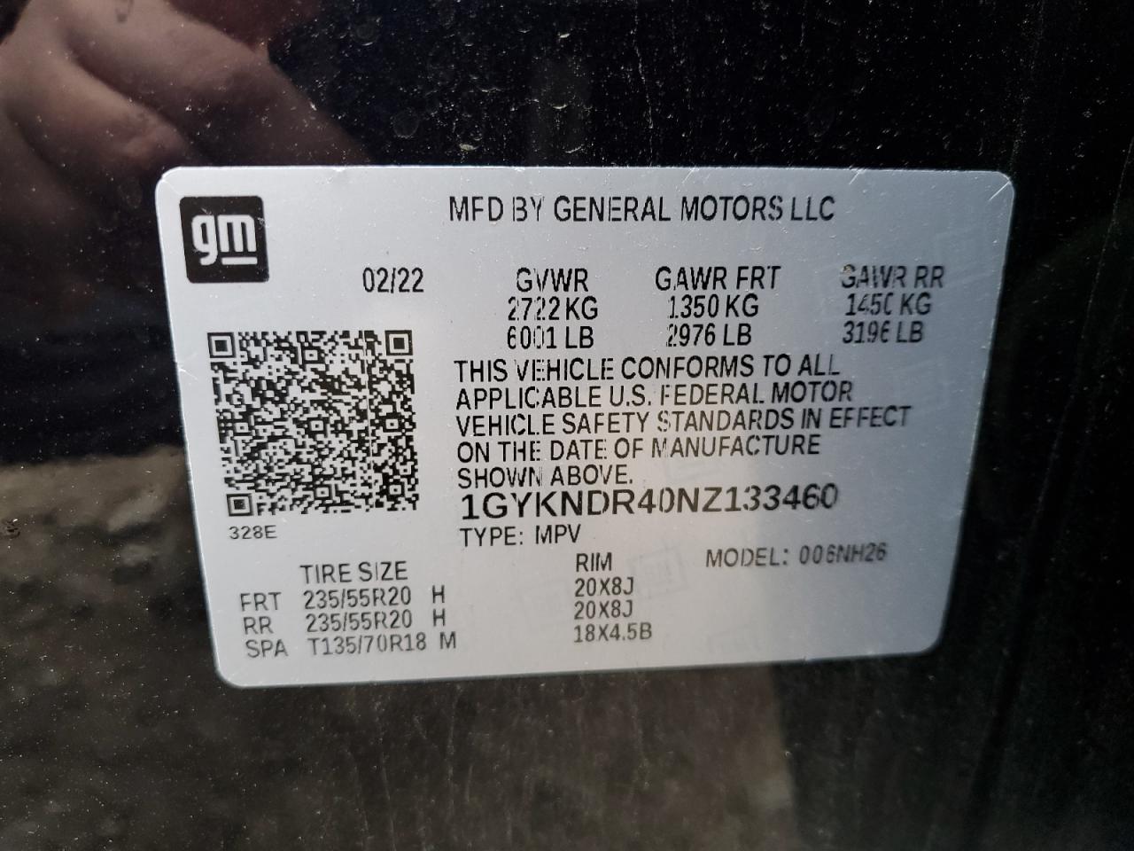 2022 Cadillac Xt5 Premium Luxury VIN: 1GYKNDR40NZ133460 Lot: 90991445