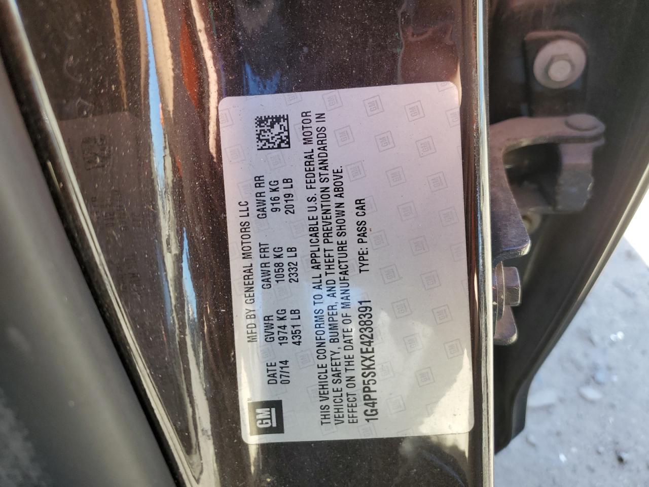 2014 Buick Verano VIN: 1G4PP5SKXE4238391 Lot: 91978115