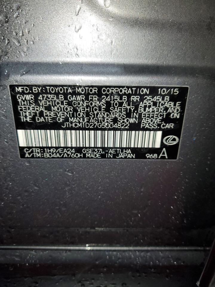 2016 Lexus Is 300 VIN: JTHCM1D27G5004822 Lot: 91006045