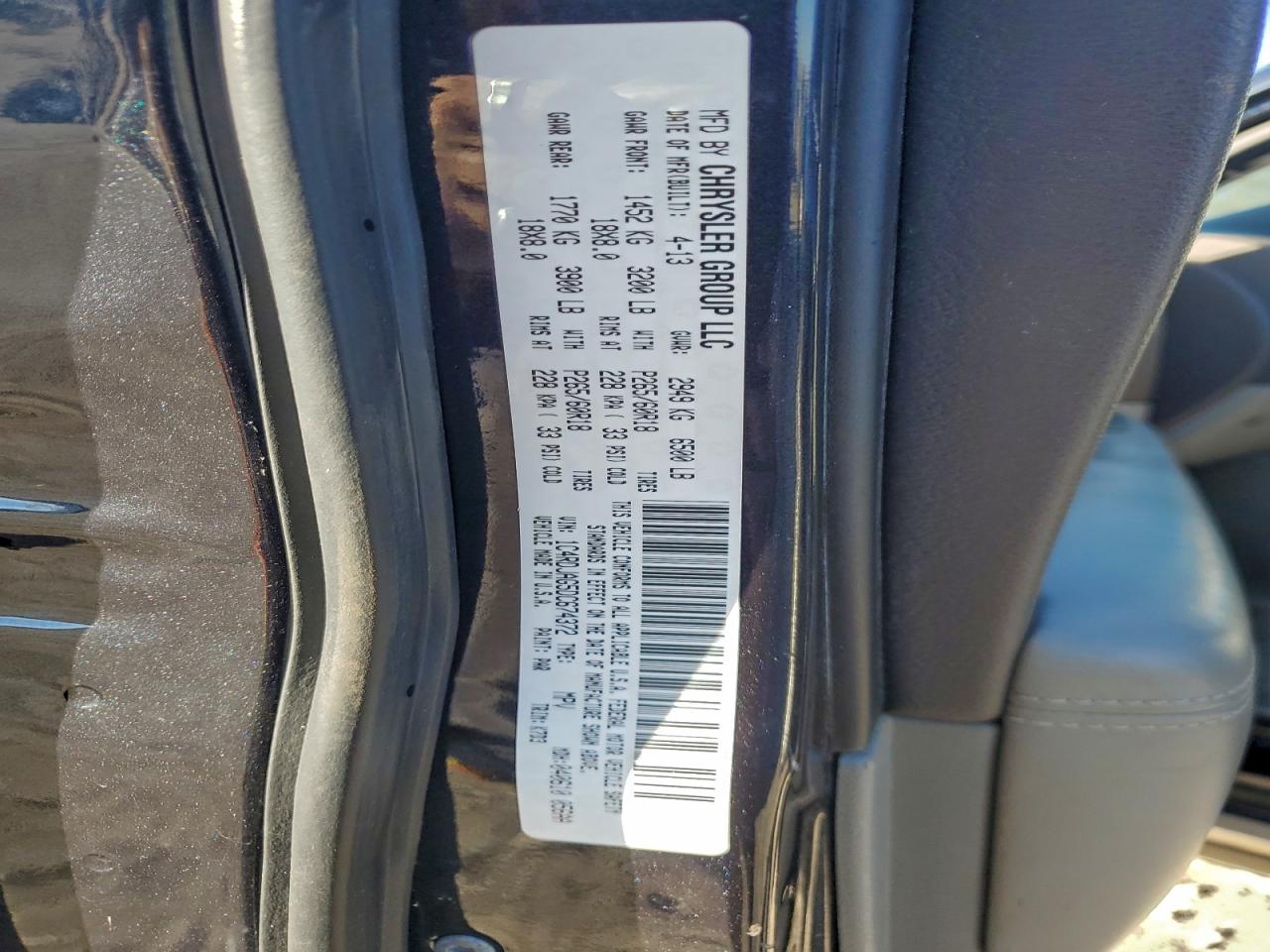 2013 Dodge Durango Sxt VIN: 1C4RDJAG5DC674372 Lot: 93755115