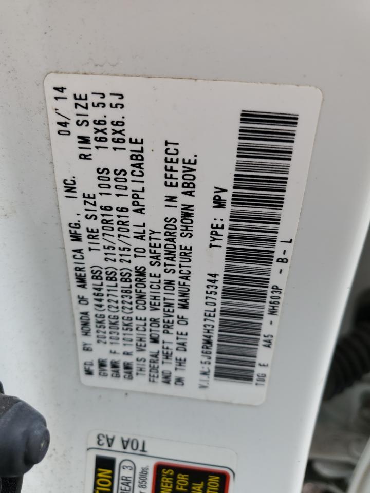 2014 Honda Cr-V Lx VIN: 5J6RM4H37EL075344 Lot: 93090835