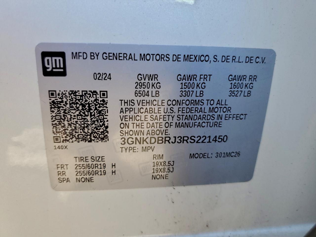 2024 Chevrolet Blazer 2Lt VIN: 3GNKDBRJ3RS221450 Lot: 94562675