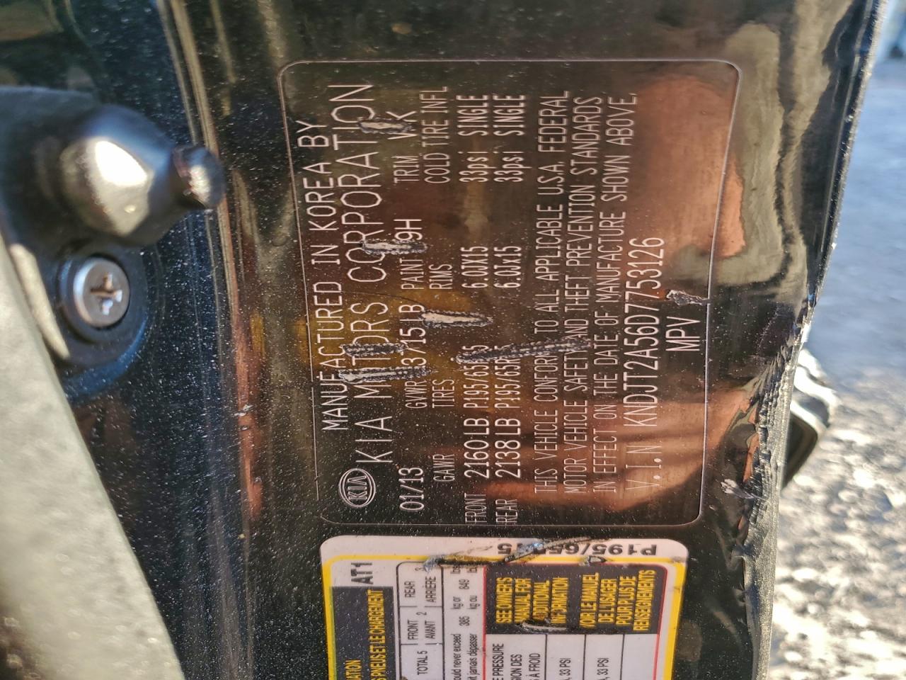 2013 Kia Soul VIN: KNDJT2A56D7753126 Lot: 94880645