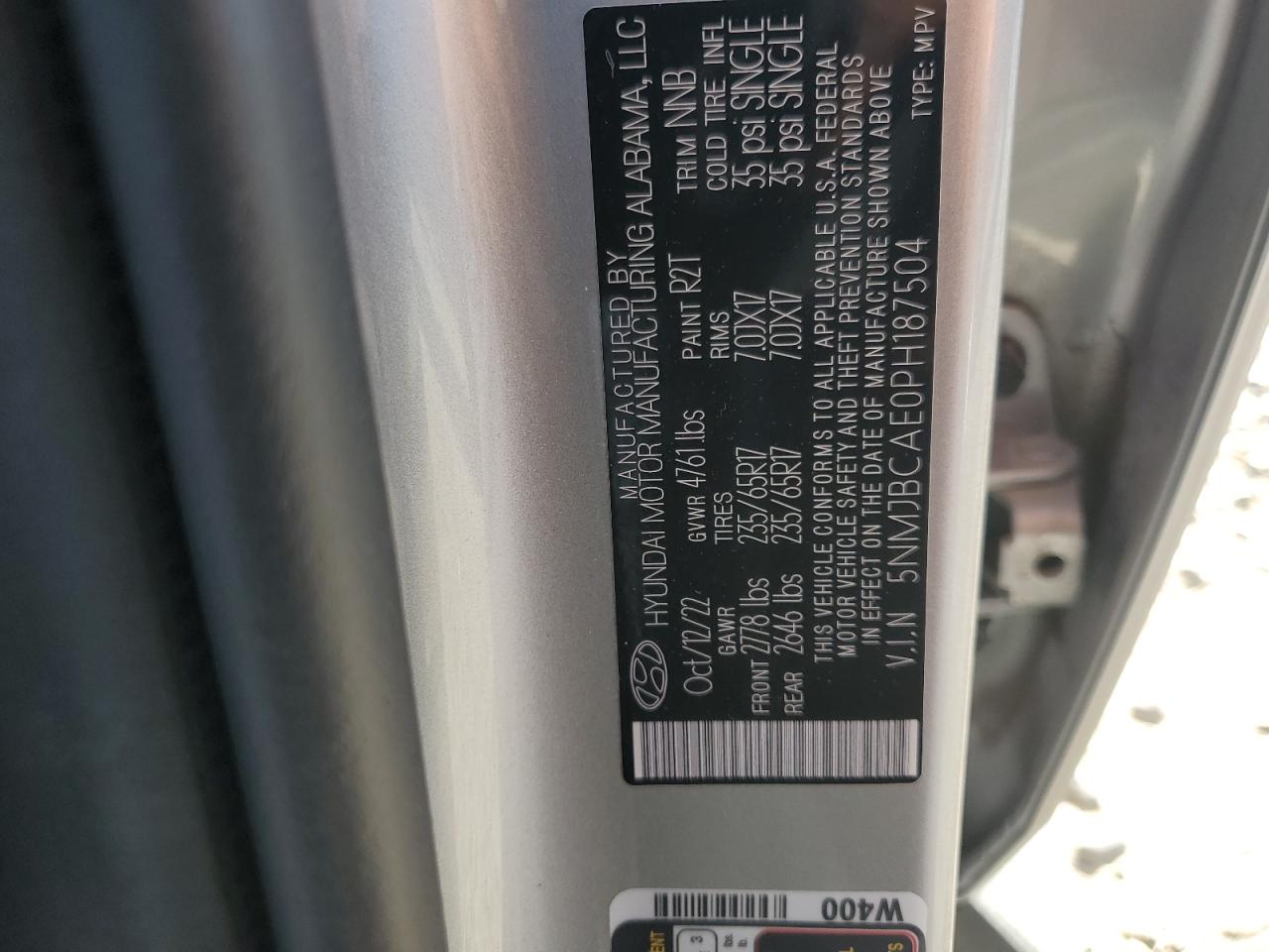 2023 Hyundai Tucson Sel VIN: 5NMJBCAE0PH187504 Lot: 91293715